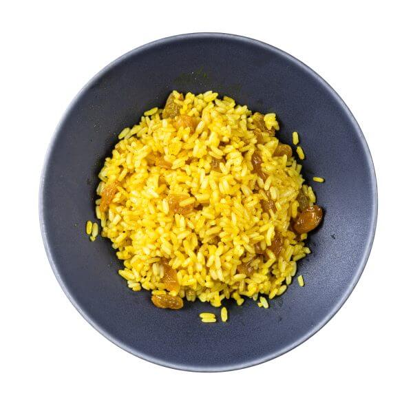 top view of cooked sweet yellow rice porridge
